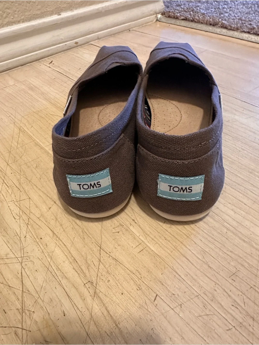 TOMS Classic Grey Canvas Alpargata Slip-On Shoes - Size 9